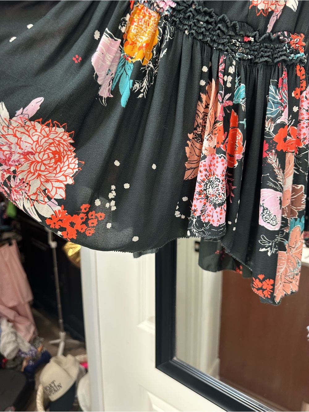 Free People Black Floral V-Neck Tiered Sleeveless Tunic - Picture 5 of 10